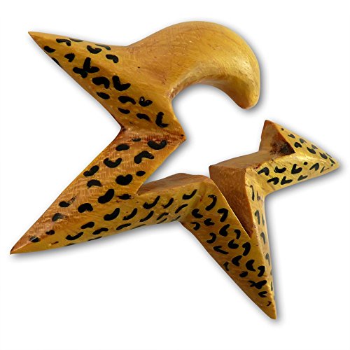 Fly Style Piercing Ohr Expander aus Holz - Stern Dehnschnecke Dehnspirale Dehnungsschnecke Dehnsichel, Grösse:12 mm (Paar) von Fly Style