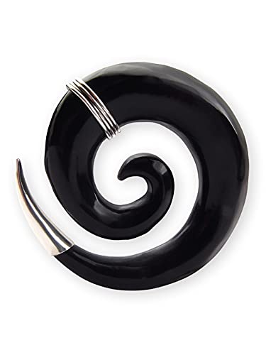 Fly Style Piercing Ohr Expander aus Horn und 925 Silber - Dehnschnecke Dehnspirale Dehnungsschnecke Dehnsichel, Grösse:12 mm (Paar) von Fly Style