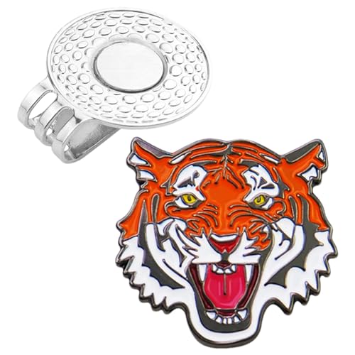 Fmzrbnih Magnetischer Golfballmarker, Golfballhalter, Tiger-Design, magnetischer Golfball-Marker-Halter, Golfballhalter-Clip, magnetisch, für Männer, Frauen von Fmzrbnih