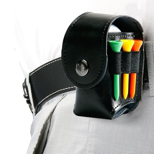 Golfballtasche Tee-Halter – Golfball- Und Tee-Halter, Tragbare Gürtel-Hüfttasche | Leder-Golfbälle Und Tees-Halter Für Golf-Sportzubehör, Bietet Platz Für 2 Bälle Und 3 Golf-Tees, 1 Golf-Divot von Fmzrbnih