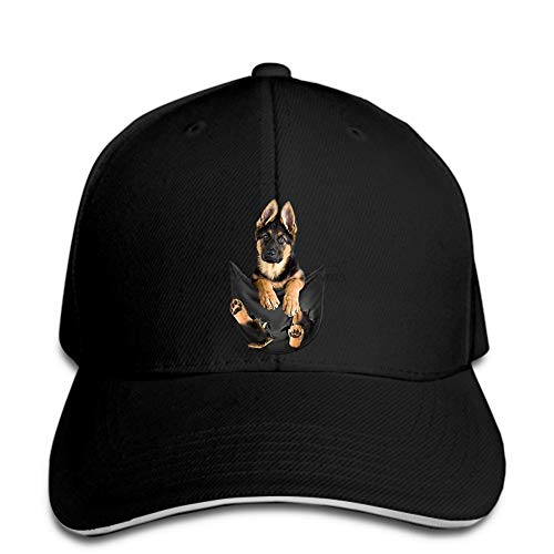 Baseball Cap Schäferhund, Klassische Baseballkappe mit Tasche, Hund, schwarzer Mann, gemacht, rückseitige Abdeckung, Spitze Oberseite von Fnito@