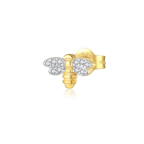 Focisa 925 Schmetterling Ohrstecker Libelle Piercing Biene Anhänger Clip Exquisiter Luxusschmuck Biene1Pcs von Focisa