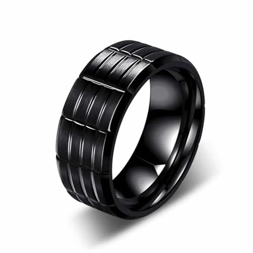 Focisa Ring Ringe Damen Bijouterie Herren 8 Mm Klassischer Unregelmäßiger Geometrischer Schwarzer Herrenring, Oberflächenring, Damen-Ehering, Paar-Schmuckzubehör, 8 Schwarz von Focisa