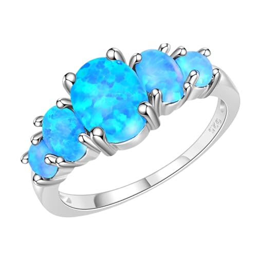 Focisa Ring Ringe Damen Bijouterie Herren 925 Blauer Ring Damenmode-Hochzeitsring, Einzigartig Und Charmant, Zu Jedem Anlass Zu Tragen 8 Blau von Focisa