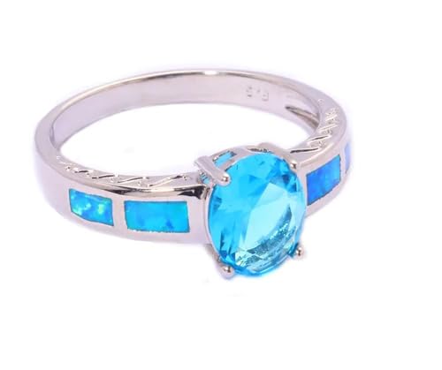 Focisa Ring Ringe Damen Bijouterie Herren Blaue, Weiße Und Blaue Schmuckringe Für Damen Passen Zu Jedem Outfit. Der Derzeit Beliebteste Ring. 6 Blau von Focisa