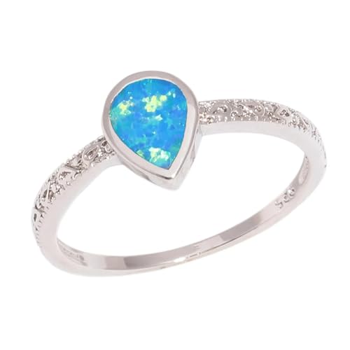 Focisa Ring Ringe Damen Bijouterie Herren Blauer Schlichter Damenschmuck, Hochzeit, Verlobungsring, Einzigartig Und Charmant, 6 Silber von Focisa