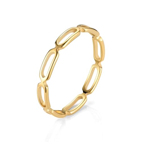 Focisa Ring Ringe Damen Bijouterie Herren Damen-Ring, Hohl, Quadratisch, Gedrehte Kette, Wickel-Verlobung, Hochzeit, Party-Ring, Damen- Und Herren-Fingerschmuck, 8 Gold von Focisa