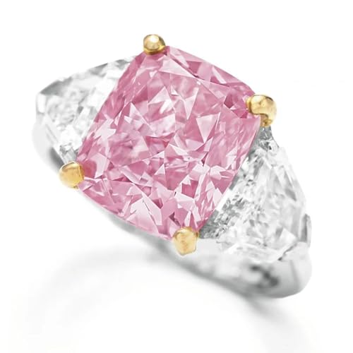 Focisa Ring Ringe Damen Bijouterie Herren Luxuriöser Eleganter Quadratischer Geometrischer Damenring, Stilvoller Rosa Hochzeits-Verlobungsschmuck, 9 Ring von Focisa