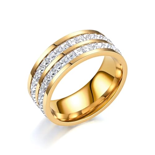 Focisa Ring Ringe Damen Bijouterie Herren Mode Damen Ring Vintage Zweireihig Quadratisch Damen Romantische Hochzeit Versprechen Verlobungsschmuck 7 Weiß von Focisa