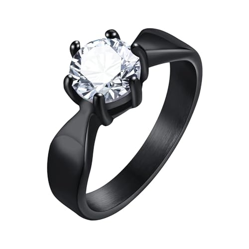 Focisa Ring Ringe Damen Bijouterie Herren Personalisierter Damenring Weiß Schwarz Modeschmuck Sehr Schöner Ring Sehr Einzigartig 6 Schwarz von Focisa