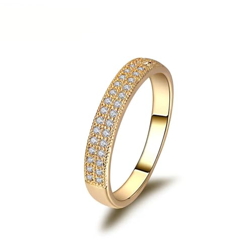 Focisa Ring Ringe Damen Bijouterie Herren Stilvoller Verlobungsring Für Mädchen, 2-Reihiger Pavé-Ring, Sehr Schöner Ring Aus 11-Gold von Focisa