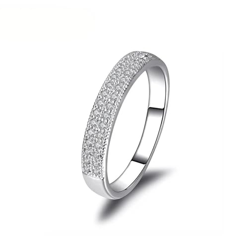 Focisa Ring Ringe Damen Bijouterie Herren Stilvoller Verlobungsring Für Mädchen, 2-Reihiger Pavé-Ring, Sehr Schöner Ring Aus 9-Silber von Focisa