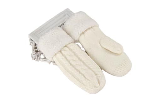 Gloves Mittens Handschuhe Winter Warm Herren Damen Damenmode Gestrickte Twisted Flower Fäustlinge OneSize Weiß von Focisa
