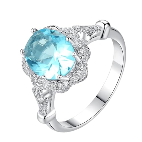 Ring Ringe Damen Bijouterie Herren Blauer, Modischer Damenschmuck, Hochzeit, Verlobungsring, Passend Für Sie, Passend Zu Jedem Outfit, Ring 10 Silber von Focisa