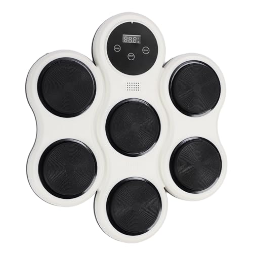 Fockety Musik Boxen Maschine, einstellbare Geschwindigkeit Wand montiert Musik Boxen Trainer Timer Rekord multifunktionale Musik Boxen Ziel mit Handschuhen für Home, Indoor und Gym (White) von Fockety