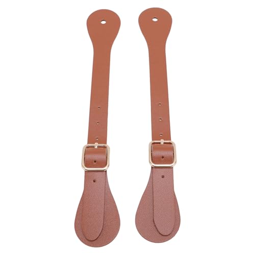 Fockety Paar Sporenriemen aus Kunstleder, Verstellbare Länge, 22 cm, Langer Western Cowboy Sporenhalter für den Reitsport (Brown) von Fockety