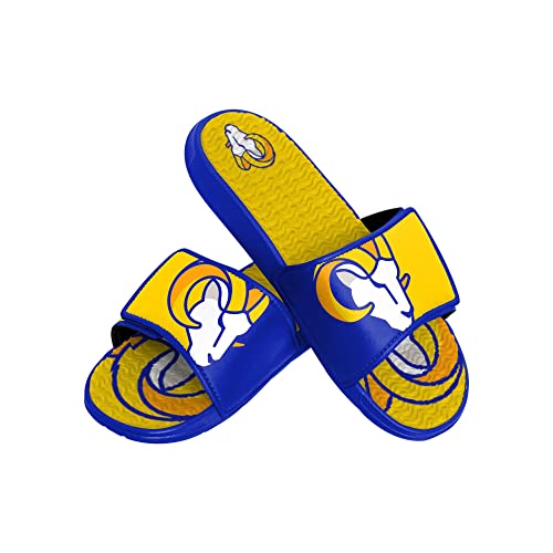 Foco Los Angeles Rams NFL Colorblock Big Logo Gel Slide Blue Yellow Badelatschen Hausschuhe - S von Foco