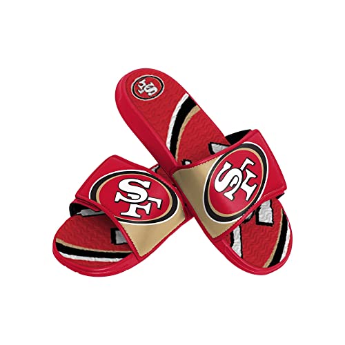 FOCO San Francisco 49ers NFL Colorblock Big Logo Gel Slide Red Badelatschen Hausschuhe - L von FOCO