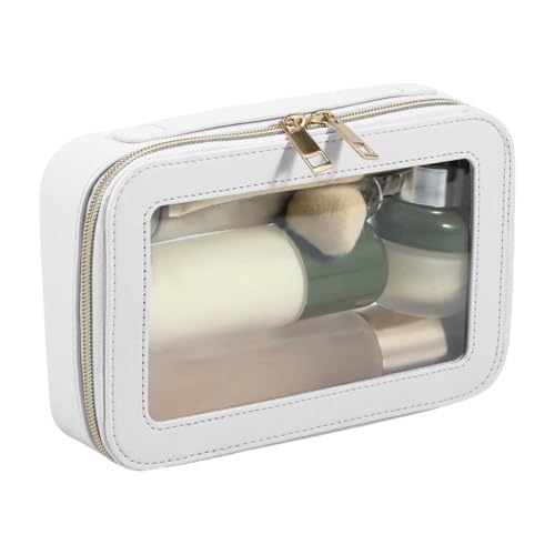 Transparente Kosmetiktasche, leichte Make-up-Tasche, transparenter Kosmetik-Organizer, Reise-Kulturbeutel, Reise-Kulturbeutel, Reise-Kulturbeutel, Reißverschluss, leichter Kulturbeutel, beige, Refer von Foeirp