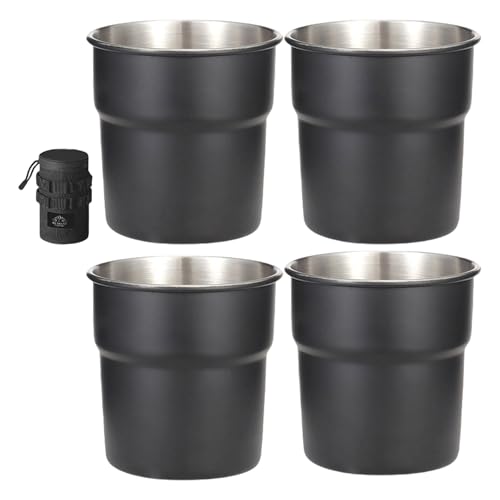 Fogun 4 Stücke 300 Bier Wein Tassen Stapelbare Camping Tasse Edelstahl Trinkbecher Mit Tasse Abdeckungen Tees Kaffee Milch Bier Becher von Fogun