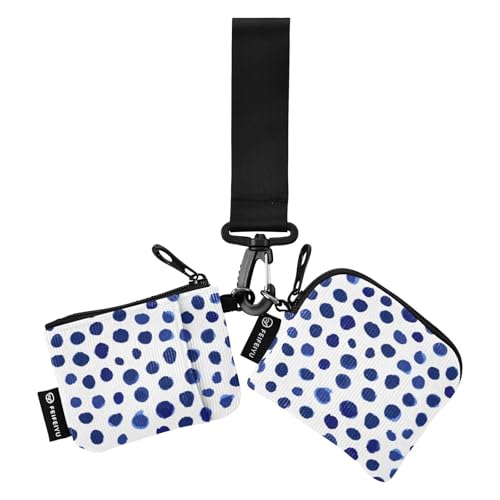 Ink Blue Dots Damen Kleingeldbörse Kartenetuis Dünn Flach Handgelenktasche Schlüsselhalter mit Reißverschlusstasche für Damen Mädchen 2 Stück, Tintenblau Punkte, Einheitsgröße, Modern, Tintenblaue von Foiosoh