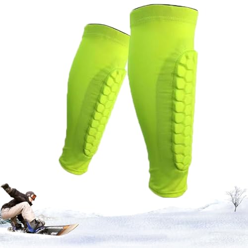 Frost Armours Ski Shields, Shinbang Protector 2.0, Shin Defender Schienbeinschoner mit Wabenpolstern, Lange, atmungsaktive, elastische Waben-Antikollisions-Leggings-Schutzhülle (Green,M) von Fokayo