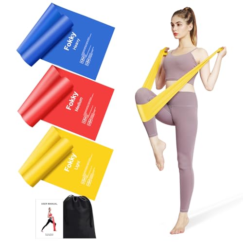 Fitnessband 3er-Set 2M Lang Fitnessbänder Widerstandsbänder in 3 Stärke，Resistance Bands Gymnastikband für Crossfit, Muskelaufbau, Yoga, Pilates für Männer und Frauen von Fokky