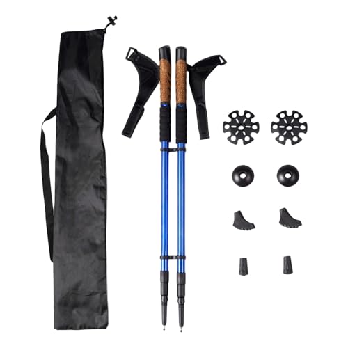 2Pcs Stick Versenkbare 3 Joint Einstellbare Walking Rod Nordic Walking für Backpacker Im Freien, BLAU von Folpus