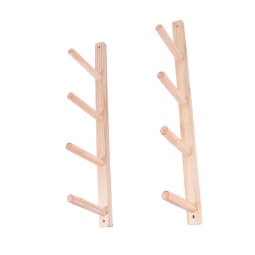 Folpus 2Pcs Holz Matte Lagerung Rack Haken Warenkorb Mehrzweck, 4-stufig von Folpus