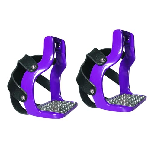 Folpus 2X Reiten mit Edelstahl Anti Slip Pedal REIT Pferd Sattel für Outdoor Ausrüstung, LILA von Folpus