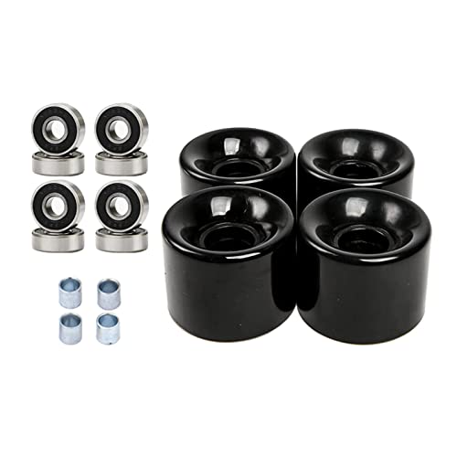 Folpus 60 Mm Skateboard Räder 78a + Lager Und Abstandshalter Cruiser Räder, 4er Pack, Schwarz Schwarz Abdeckung von Folpus