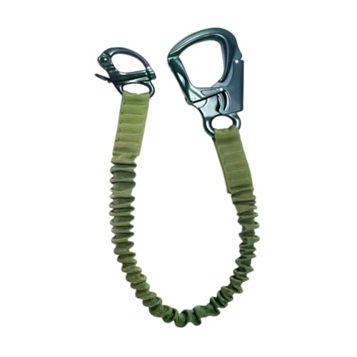 Folpus Absturzsicherungs-Lanyard, elastisches Bungee-Lanyard, einziehbares Mehrzweck-Kletter-Lanyard, Helo-Lanyard für Outdoor-Sportarten, GrÜn von Folpus