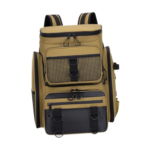 Folpus Angelrucksack, Geschenk für Männer, praktischer, verschleißfester Sportrucksack, Angeltasche, Tackle Box Stores für Radfahren, Bergsteigen, Khaki von Folpus