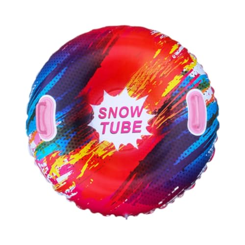 Folpus Aufblasbarer Snowtube Schneeschlitten Kältebeständiges Schneespielzeug mit Griffen Aufblasbarer Schlitten für Spielferien Rodeln, Gepunktet Rot von Folpus