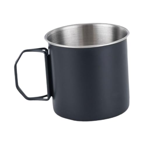 Folpus Campingbecher mit faltbaren Griffen, Leichter Campingbecher aus 304 Edelstahl, Kaffeebecher für Picknick, Wandern, Reisen, Kochen, Schwarz 250ml von Folpus