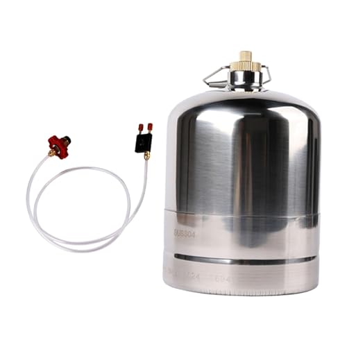 Folpus Edelstahl-Gasflasche, aufblasbar, leer, nachfüllbar, Gasflasche, Zylinder, Gaskartusche zum Wandern, Kochgeschirr für Gasbrenner, 1.35 l Folpus Edelstahl-Gasflasche, aufblasbar, leer, nachfüllbar, Gasflasche, Zylinder, Gaskartusche zum Wandern, Kochgeschirr für Gasbrenner, 1.35 l von Folpus
