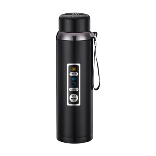 Folpus Isolierte Wasserflasche, Reisebecher mit Deckel und intelligenter Temperaturanzeige, Sportflasche, Wasserbecher für Büro, Geschenk, Workout, Camping, 1000 Ml von Folpus