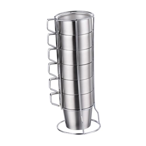 Folpus Outdoor-Becher, Edelstahl, Campingbecher, Wasserbecher, doppelwandiger Milchbecher, isolierter Kaffeebecher, Teetassen für Grillpartys in der Küche, Silber, 11x29cm von Folpus