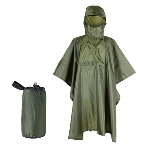 Folpus Regenponcho mit Kapuze, Regenjacke, wasserabweisender Regenmantel, Regenmantel für Camping, Outdoor-Aktivitäten, Klettern, Reisen, Angeln, GRÜN von Folpus