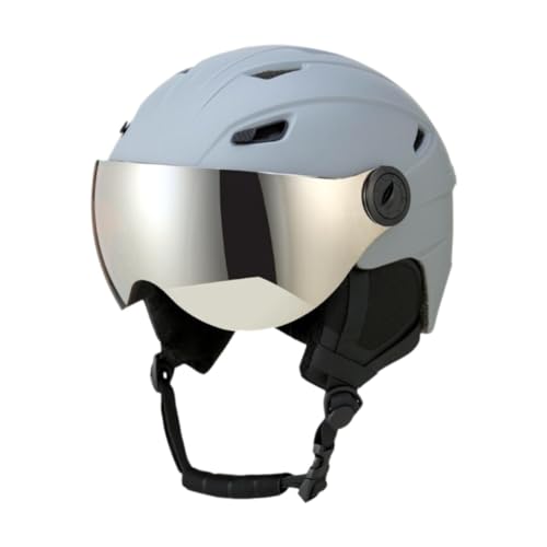 Folpus Skihelm mit integriertem Visier für Damen und Herren, Skihelm, Leichter, bequemer Snowboardhelm, Schneehelm, Grau, M von Folpus