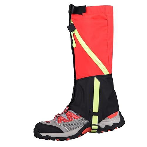 Fonowx Outdoor Gamaschen Kinder, wasserdichte Gamaschen Wandern, Unisex Beinschutz Gaiter für Outdoor-Hosen zum Wandern Klettern Trekking Schneewandern Jagd Radsport Leggings, Rot von Fonowx