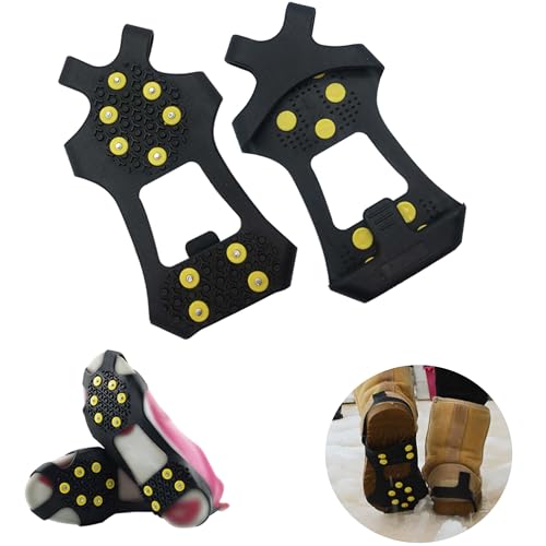 Fonyiunce 1 Paar Anti Rutsch Schuhspikes, mit 10 Edelstahl Zähnen, Schhukrallen und Antirutsch Spikes, Spikes zum Überziehen, Leichte Steigeisen für Bergschuhe, Spikes für Schuhe Winter Fonyiunce 1 Paar Anti Rutsch Schuhspikes, mit 10 Edelstahl Zähnen, Schhukrallen und Antirutsch Spikes, Spikes zum Überziehen, Leichte Steigeisen für Bergschuhe, Spikes für Schuhe Winter von Fonyiunce