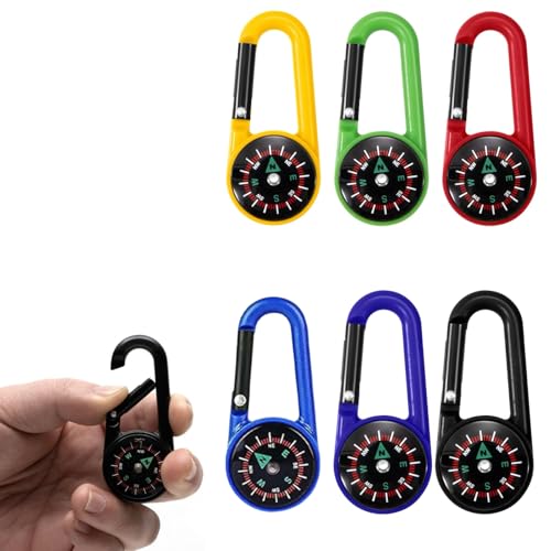 Fonyiunce 6 stück Kompass mit Karabinerhaken, Kompass Schlüsselanhänger, Bunte Karabiner Kompass, Mini Kompass, Taschenkompass Gürtelclips, für Camping Wandern Auf Reisen Fonyiunce 6 stück Kompass mit Karabinerhaken, Kompass Schlüsselanhänger, Bunte Karabiner Kompass, Mini Kompass, Taschenkompass Gürtelclips, für Camping Wandern Auf Reisen von Fonyiunce