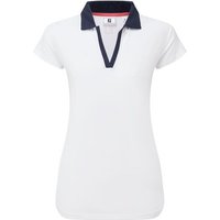 FootJoy Cap Sleeve Print Trim Lisle Halbarm Polo weiß FootJoy Cap Sleeve Print Trim Lisle Halbarm Polo weiß von FootJoy