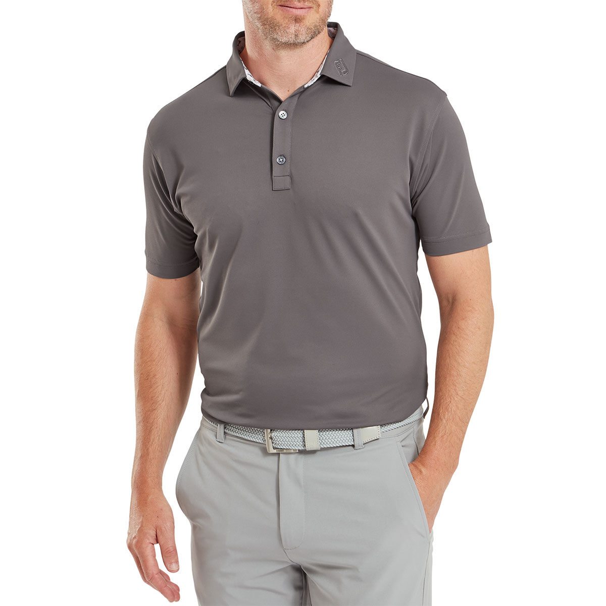 FootJoy Men's Primrose Trim Pique Golf Polo Shirt, Mens, Gravel, Medium | American Golf von FootJoy