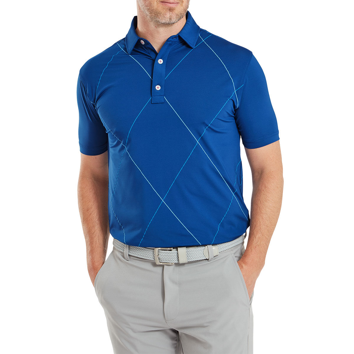 FootJoy Men's Raker Print Lisle Golf Polo Shirt, Mens, Deep blue, Medium | American Golf von Footjoy