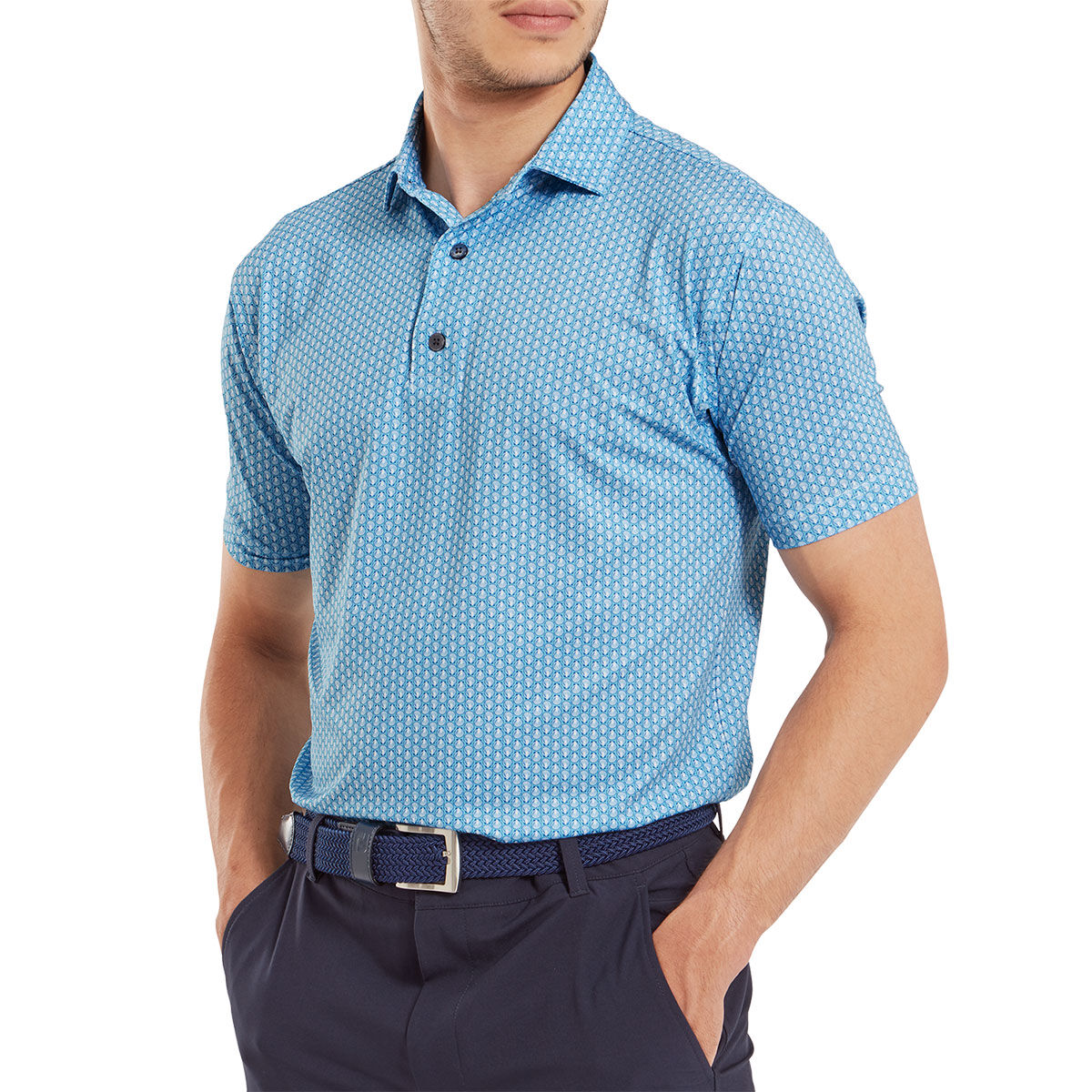 FootJoy Men's Scallop Shell Foulard Lisle Golf Polo Shirt, Mens, Blue/sky, Xxl | American Golf von FootJoy
