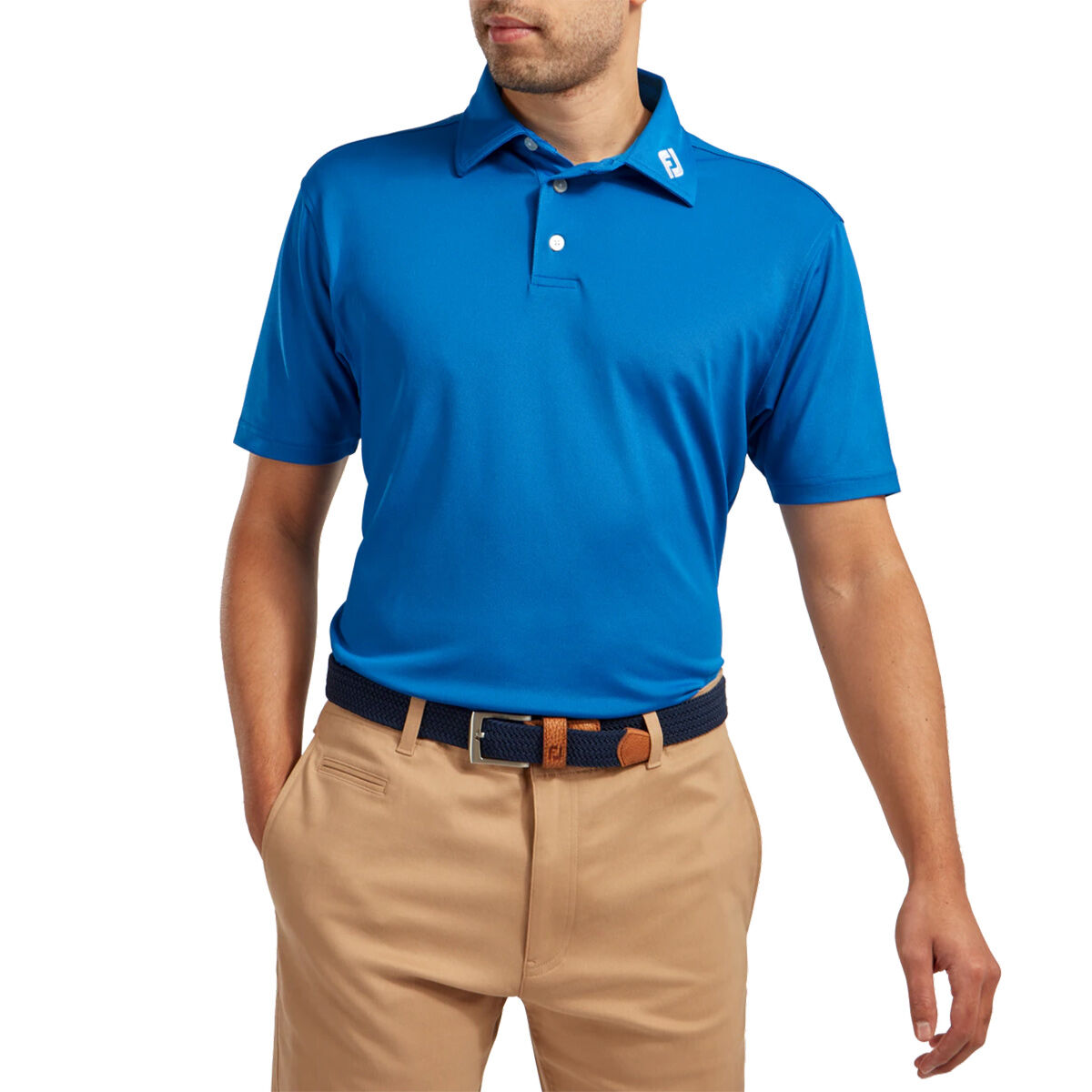 FootJoy Men's Stretch Pique Solid Colour Golf Polo Shirt, Mens, Blue, Small | American Golf von FootJoy