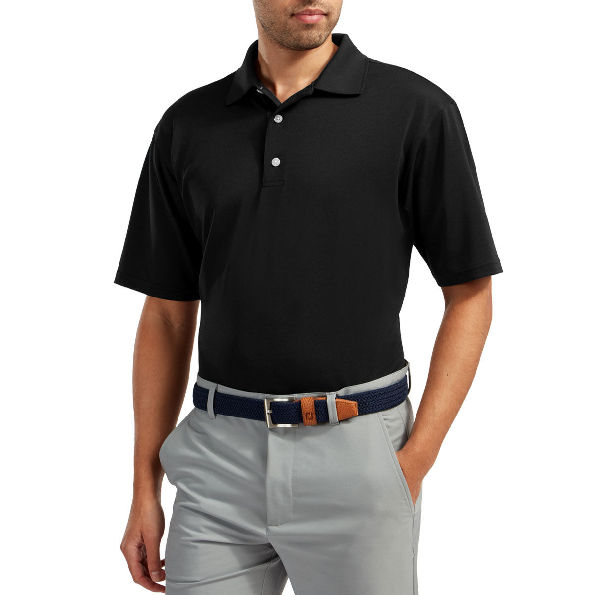 FootJoy Men's Stretch Pique Solid Knit Collar Golf Polo Shirt, Mens, Black, Xl | American Golf von FootJoy
