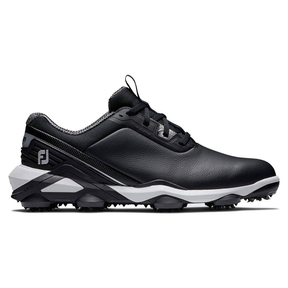 FootJoy Men's Tour Alpha Waterproof Spiked Golf Shoes, Mens, Black/white/silver, 9, Regular | American Golf von FootJoy